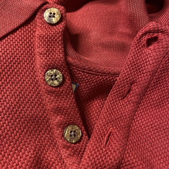 Tommy Bahama Dark Red Waffle Knit Cotton Silk Blend Golf Polo Shirt Size L - Picture 8 of 10